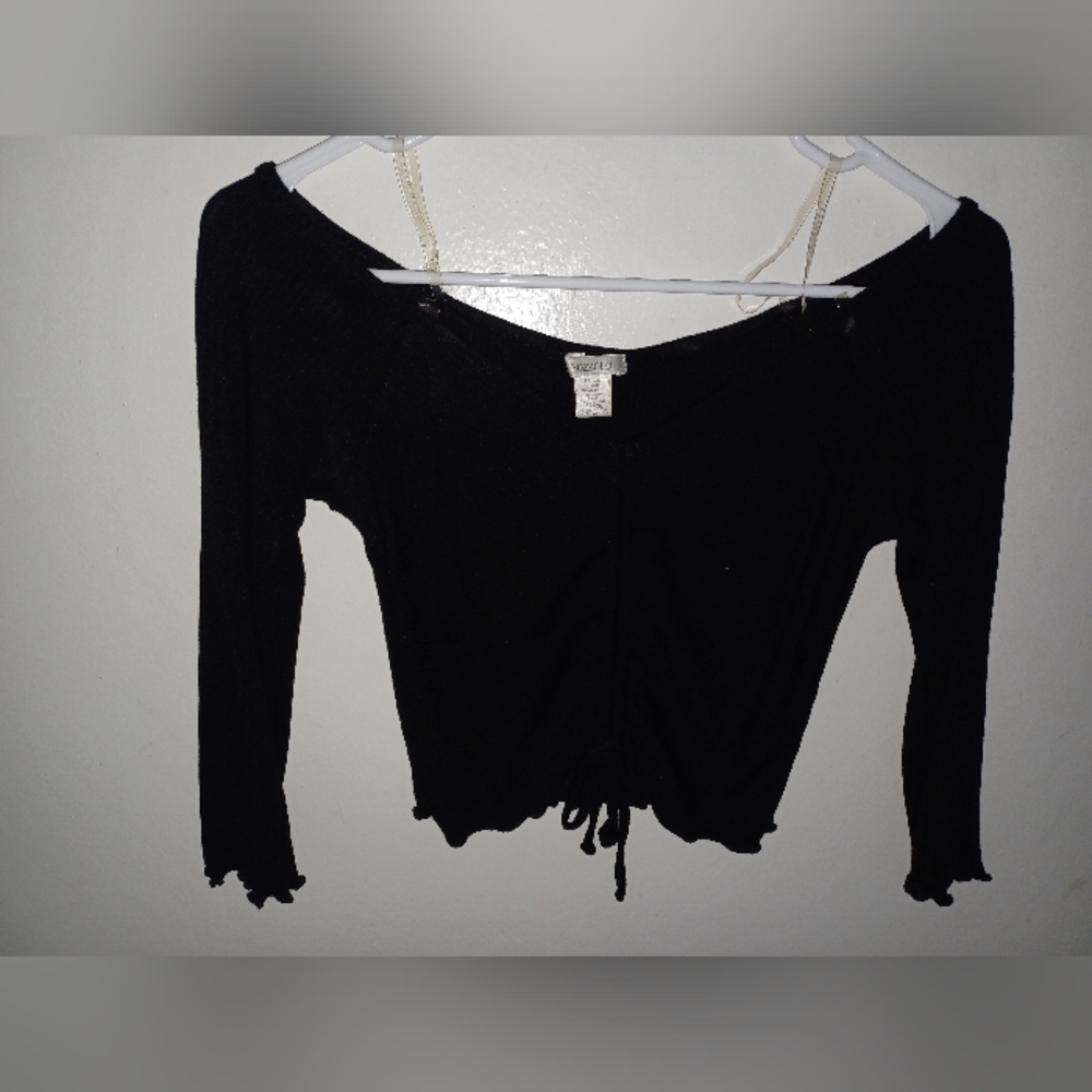 Forever 21 Black Ribbed Long Sleeve Top